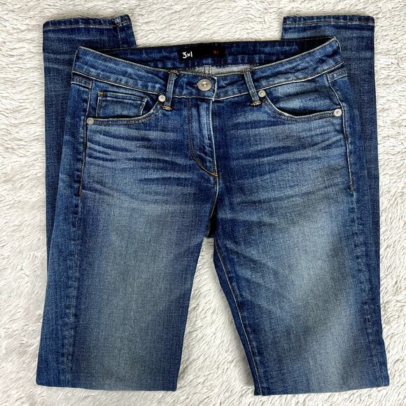 3x1 Premium Denim Skinny Leg Jeans Medium Wash Y2K Streetwear Designer Capsule - Picture 1 of 8